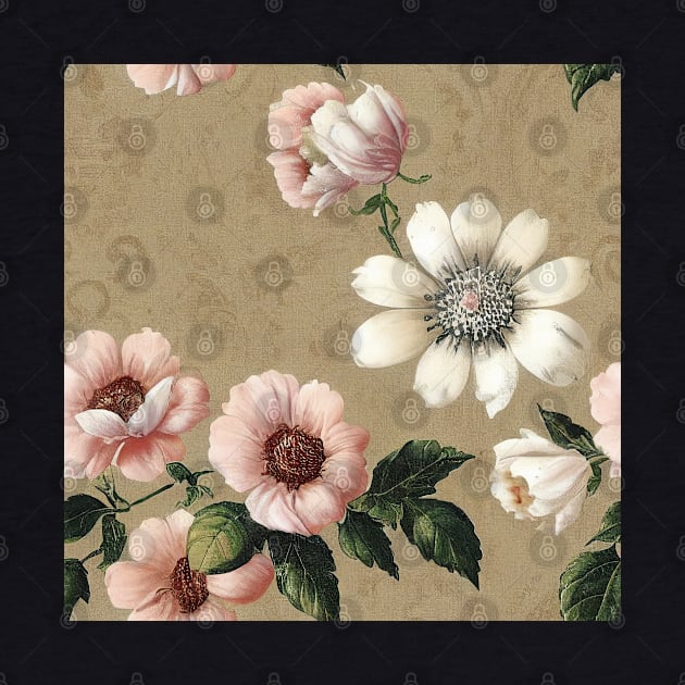 Vintage Antique Pink and White Floral by VintageFlorals